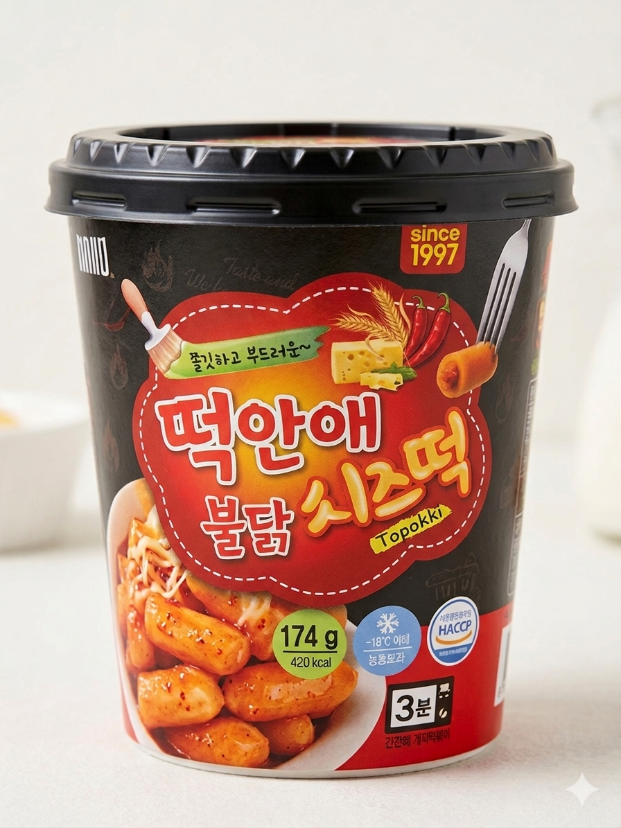 냉동(떡안애)컵떡볶이(불닭치즈)